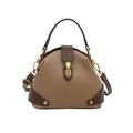 Bolso de mano estilo doctor en cuero caqui con cierre retro y correa ajustable - Caqui