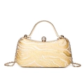 Elegante borsa da sera oro champagne con manico in strass e ricami a onde - Oro