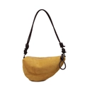 Minimalist ginger yellow suede saddle bag with brown knotted shoulder strap design - Ginger Yellow (5)