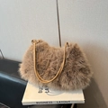 Bolso tote de piel sintética marrón con correas de cuero para otoño e invierno - Marrón