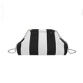 Bolso de cadena tejido a rayas blancas y negras con correa plateada elegante - Negro