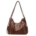 Deep brown oil wax leather backpack and crossbody bag with adjustable straps and zippers - Caramel color