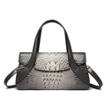 Grijze handtas met krokodillentextuur en verstelbare riem voor schouder en crossbody - Grijs
