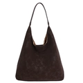 Borsa tote in camoscio marrone scuro con design minimalista e logo Rich & Luxury - Marrone