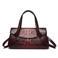 Borsa a mano rosso scuro con trama coccodrillo, doppi manici e tracolla da donna - Rosso