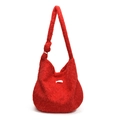 Plush red underarm shoulder bag made of soft faux fur with a vintage minimalist design - Red