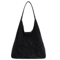 Borsa tote nera opaca retrò con tracolla e design hobo spazioso e minimalista - Nero