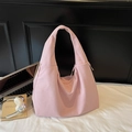 Borsa tote in velluto a coste rosa da donna con grande capacità e tracolla larga - Rosa