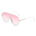 Lunettes de soleil bouclier surdimensionnées avec monture blanche et verres dégradés roses - Standard / Cadre Argenté Rose Dégradé