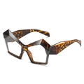 Occhiali moderni cat-eye poligonali con montatura tartarugata e lenti trasparenti - Montatura Leopardata