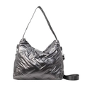 Sac bandoulière matelassé argenté avec finition métallique et large sangle - Argenté