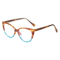 Montatura occhiali cat-eye in TR90 con sfumatura tartarugata e blu trasparente - Montatura Leopardo Sopra Verde Sotto