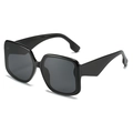 Occhiali da sole squadrati oversize con montatura nera lucida e lenti grigio scuro - Montatura Nera Lenti Grigie