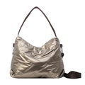 Sac fourre-tout matelassé champagne doré avec fini métallisé et bandoulières brunes - Doré