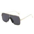 Lunettes de soleil carrées oversize avec monture en métal doré et verre gris monobloc - Monture Dorée Verres Gris