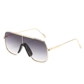 Lunettes de soleil aviateur carrées oversize avec verres dégradés gris et monture or - Monture Dorée Verres Gris Dégradés