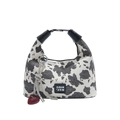 Bolso de hombro con estampado de vaca, colgante de corazón rojo y cadena plateada - Estampado de Vaca Blanco - Sin Colgante