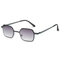 Chic small square metal sunglasses with grey gradient lenses and slim black frames - Gunmetal Frame Gradient Grey