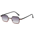 Retro small square sunglasses with black and red frame and grey gradient lenses - Black Red Frame Gradient Grey