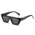 Classic black thick frame rectangular sunglasses with dark lenses on white background - Black Frame Grey Lens