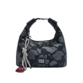 Bolso dumpling de estilo francés con patrón de camuflaje negro y dije de corazón - Jacquard Gris Negro - Sin Colgante