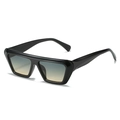Classic square flat top sunglasses with black frame and blue yellow gradient lenses - Black Frame Green Tea Lens