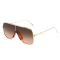 Oversized square aviator sunglasses with gold metal frame and brown gradient lenses - Gold Frame Tea Pink Gradient Lens