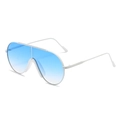 Lunettes aviateur avec monture en métal blanc et verres dégradés bleus pour hommes et femmes - Standard / Cadre Argenté Bleu Dégradé