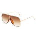 Lunettes de soleil carrées oversize tendance avec monture dorée et verres dégradés marron - Monture Dorée Verres Ambrés Dégradés