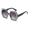 Schicke Oversize-Sechseck-Sonnenbrille mit Strassrahmen und lila Verlaufsgläsern - Normal / Schwarzer Rahmen Doppelt Graue Linse