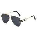 Lunettes de soleil aviateur sans monture avec cadre doré et verres gris foncé - Standard / Monture Dorée Verres Gris