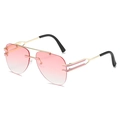 Lunettes de soleil pilote sans monture avec verres dégradés roses et branches dorées - Standard / Monture Dorée Verres Dégradés Roses