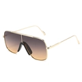 Oversized square sunglasses with gold metal frame and purple amber gradient lenses - Gold Frame Grey Yellow Lenses