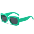 Occhiali da sole retrò quadrati verde menta con lenti grigio scuro e dettagli in metallo - Regolare / Montatura Verde Lenti Grigie