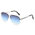 Occhiali da sole aviator classici in argento con lenti blu sfumate e doppio ponte in metallo - Regolare / Montatura Argento Lente Sfumata Blu
