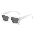 Retro thick white frame sunglasses with dark grey lenses in a modern rectangular style - White Frame Gray Lens