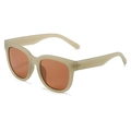 Retro oversized sunglasses with cream matte frame and translucent orange lenses - Grey Frame Tea Lens