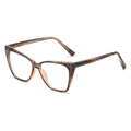 Occhiali da vista retrò cat-eye tartarugati con lenti anti-luce blu in vista laterale - Montatura a Strisce Tartarugate Gialle