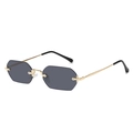 Fashion rimless octagonal sunglasses with grey lenses and golden metal frames - Gold Frame Grey Lens