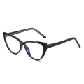 Gafas de gato TR90 negras con filtro de luz azul y bisagras de resorte de diseño retro - Marco negro brillante