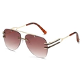 Lunettes de soleil pilote sans monture avec verres dégradés bruns et cadre doré - Standard / Monture Dorée Verres Ambrés Dégradés