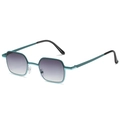 Retro small square sunglasses with teal metal frame and purple gradient lenses - Green Frame Gradient Grey