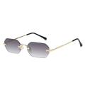 Gafas de sol poligonales sin montura con lentes grises degradadas y patillas doradas - Marco Dorado Lentes Grises Degradadas