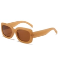 Lunettes de soleil carrées rétro beiges avec monture mate et verres marron - Standard / Standard (incluant facture TVA 13 %) monture thé verres thé