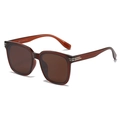 Übergroße Sonnenbrille in durchscheinendem Dunkelkaffee mit UV400-Gläsern und Metallakzent - Normal / Tee-Rahmen Tee-Linsen