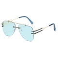 Lunettes aviateur sans monture avec verres bleu clair et monture en métal doré - Standard / Monture Dorée Verres Bleus