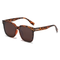 Klassische Sonnenbrille mit Schildpatt-Muster, übergroßem quadratischem Rahmen und braunen Gläsern - Normal / Leopardenrahmen Braune Gläser