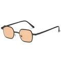 Modern square small frame sunglasses with black and dark green color-blocking and orange lenses - Regular / Black Frame with Champagne Lenses (Incl. 13% VAT)