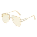 Lunettes de soleil aviateur sans monture avec cadre doré et verres teintés jaunes - Standard / Monture Dorée Verre Thé Clair