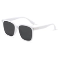 Oversized white frame sunglasses with dark lenses and metallic side temple details - Regular / White Frame Gray Lens